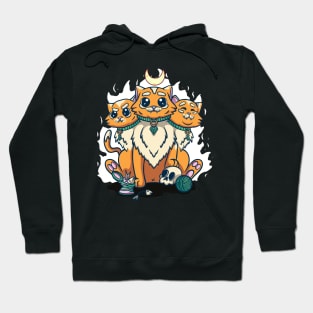 Kawaii Pastel Goth Cute Creepy 3 Headed Cat Hoodie